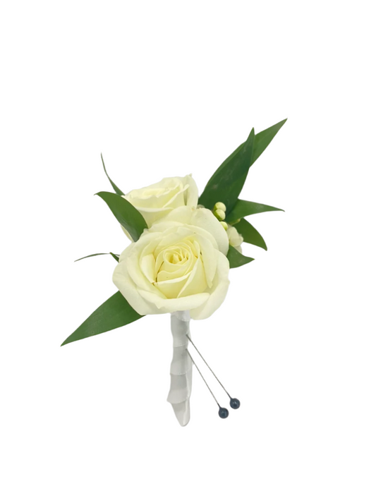 WHITE SPRAY ROSE BOUTONNIERE